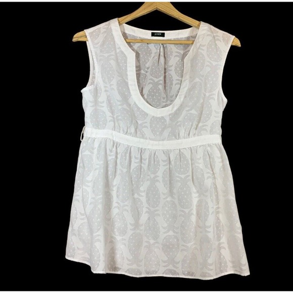 J. Crew - Women’s Sheer Scoop Neck Tank Blouse Size 2 Pineapple Design - Picture 1 of 10